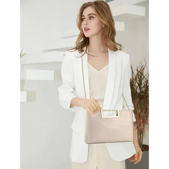 Chic Vegan Leather Evening Clutch - Stylish Shoulder Bag for Weddings & Parties - Picture 2 of 6